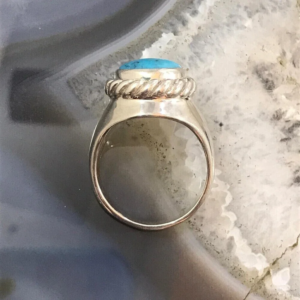 Carolyn Pollack Sterling Horizontally Mounted Oval Turquoise Ring Size 10